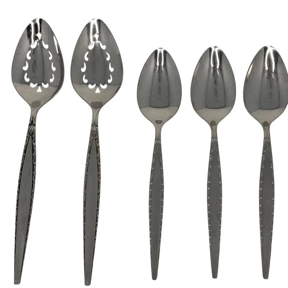 Oneida Community Venetia Stainless Flatware 13 Pc Lot Serving Teaspoons Vintage